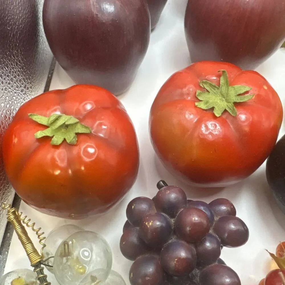 Faux Fruit Vegetables Glass Grapes Pears Apples Tomatoes And Others